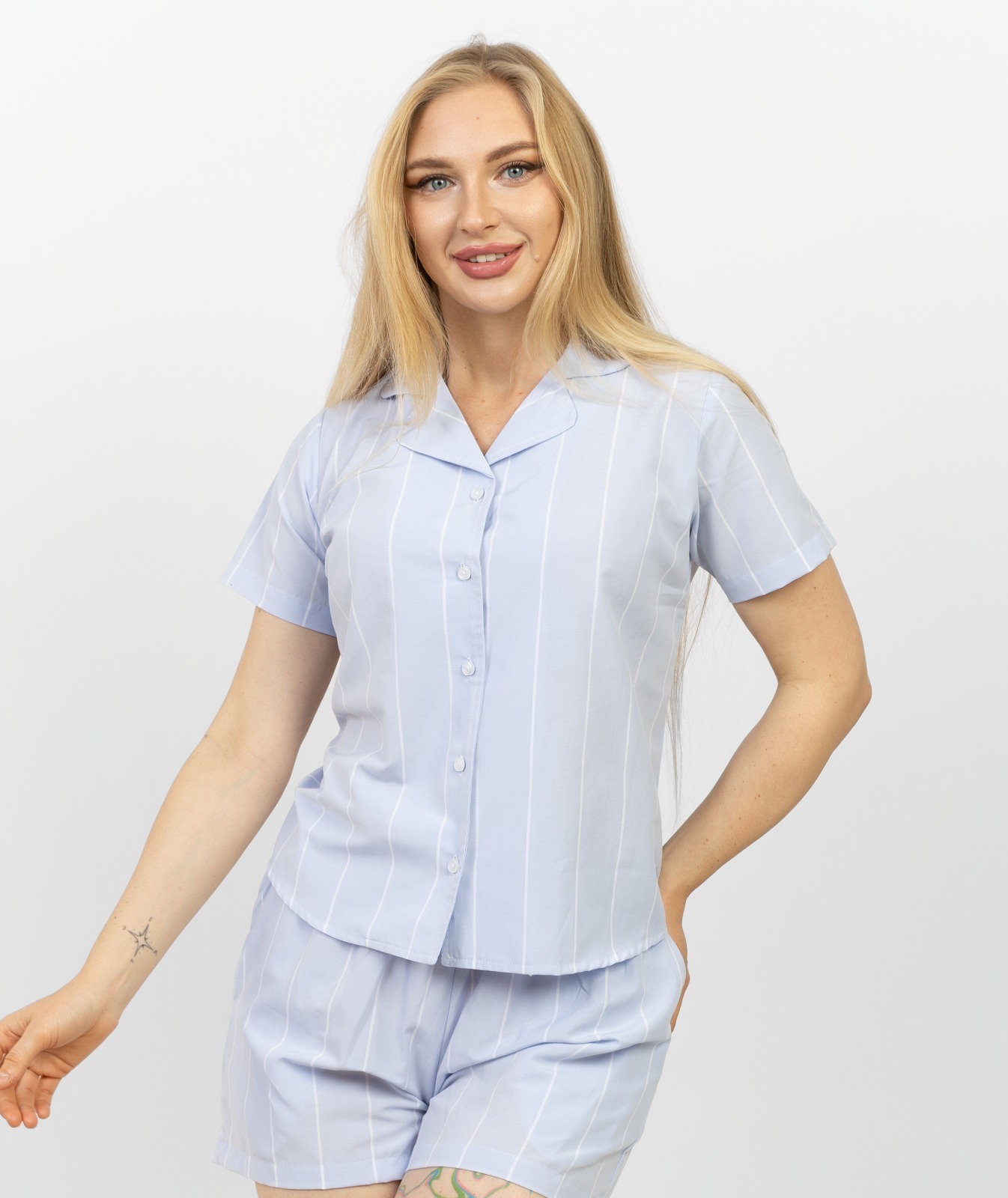 baby blue striped pajama